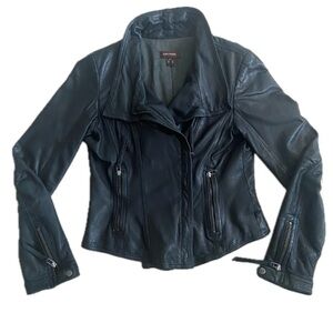 DANIER Genuine Leather Moto Jacket – Size Small, Black, Classic Biker, EUC